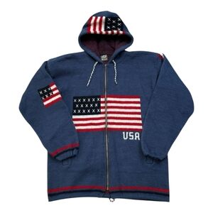 Vintage Genesis XL Flag sweater zip jacket with pockets RARE